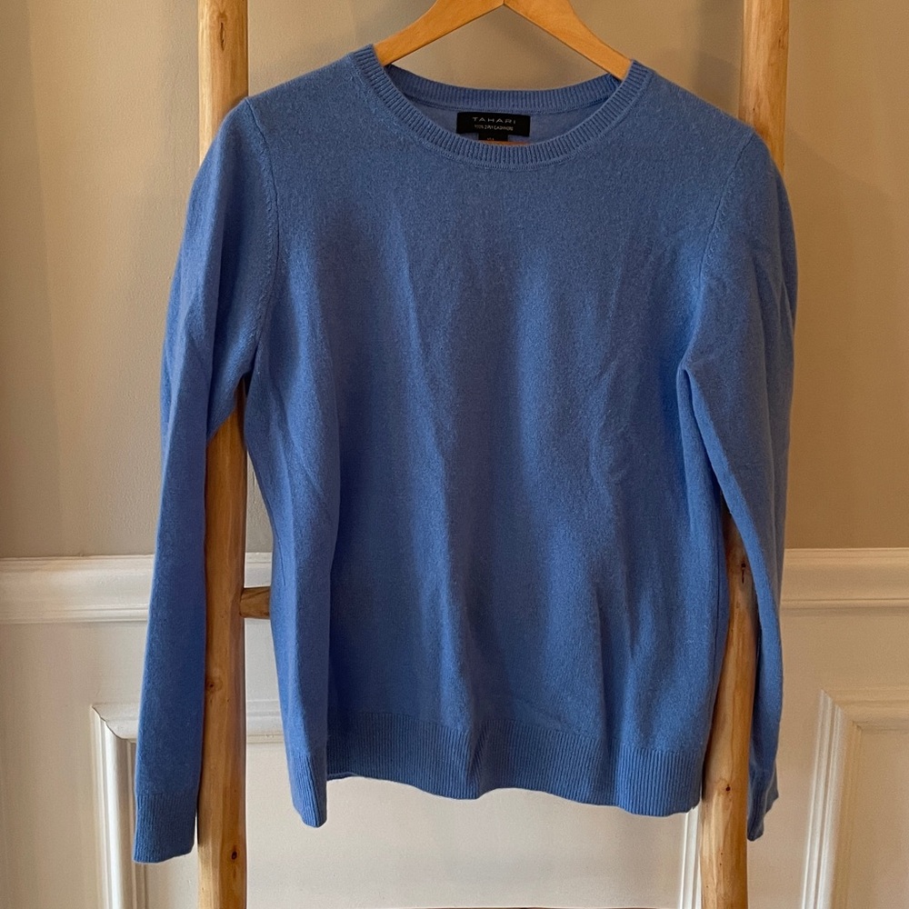 Tahari Light Blue 100% Cashmere Sweater